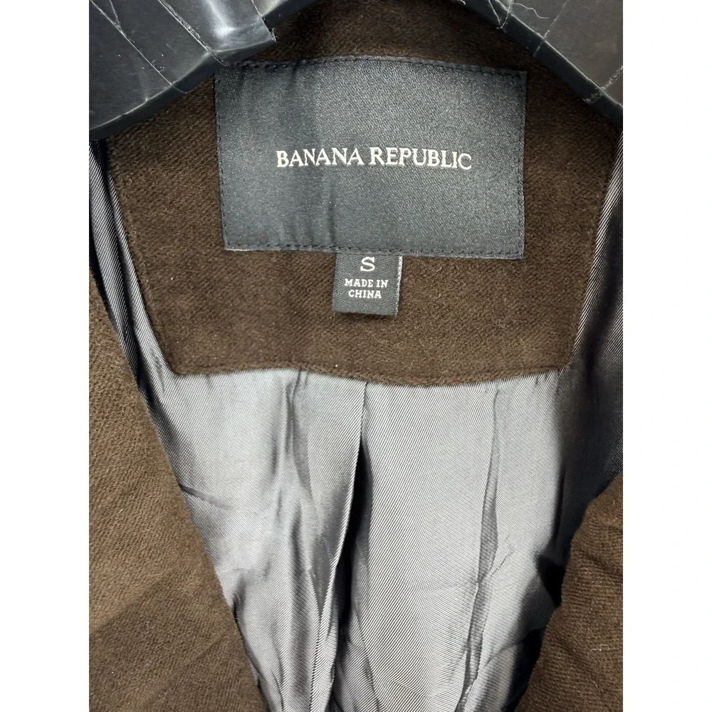 Banana Republic Men's Small Stretch Moleskin Brown Topcoat Hidden Buttons